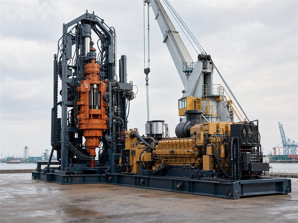 NOV Complete Jack-Up Drilling Rig Equipment Package – NOV TDS-8SA Top Drive, CAT 3516 Power Package, Liebherr Cranes offshore or marine equipment visualization for MR-OM-0001